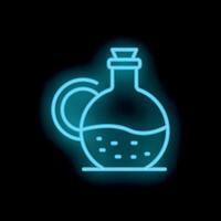 Neon sign showing potion bottle with handle on black background vector