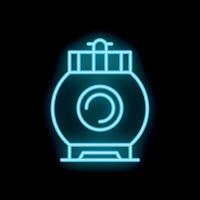 Blue neon sign of a bathyscaphe exploring the ocean depths vector