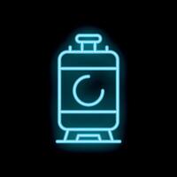 Neon icon of camping gas, propane cylinder on black background vector