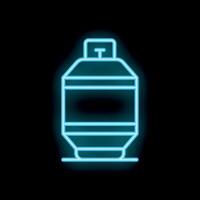 Glowing neon line camping gas icon isolated on black background, abstract texture, colorful neon glowing symbol vector