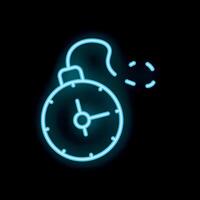 Neon clock ticking showing time passing by vector