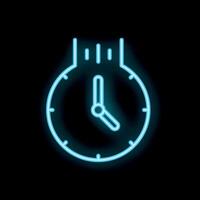 Neon blue clock shining on black background vector
