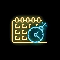 Neon icon of calendar showing time running out vector