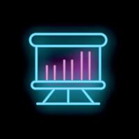 Neon flipchart showing growing statistics on black background vector