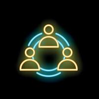 Neon icon of people networking and connecting with each other vector