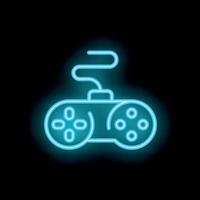 Neon game controller glowing on black background vector