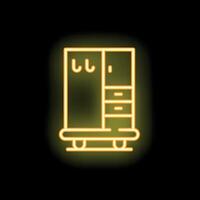 Glowing neon line wardrobe icon isolated on black background vector