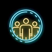 Neon icon of three people standing together in circle vector