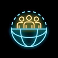 Neon icon of people connecting around the world vector