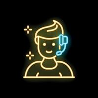Neon sign of a smiling male call center operator wearing headset vector