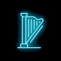 Neon harp shining in the dark background vector