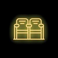 Glowing neon icon of two empty chairs vector
