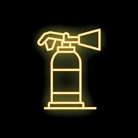 Simple yellow neon icon of a blowtorch burning with a bright flame vector