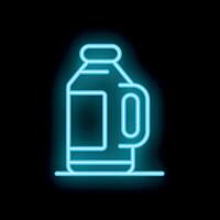 Glowing neon icon of bottle with handle for liquid product vector