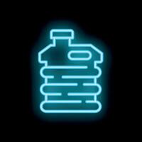 Neon sign of reusable water bottle glowing on black background vector