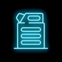 Blue neon icon of a printer printing a document on a black background vector