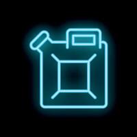 Blue neon icon of jerrycan glowing on black background vector