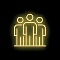 Neon icon of three people standing together forming a team vector