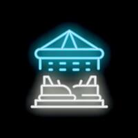 Neon sign representing bumper cars attraction in amusement park vector