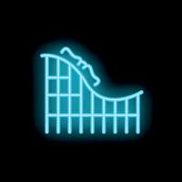 Neon rollercoaster symbolising ups and downs of life on black background vector