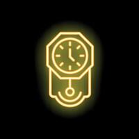 Neon clock shining on a black background vector