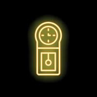 Neon icon of vintage clock showing time passing by vector