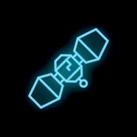 Neon style icon of satellite orbiting earth for space exploration vector