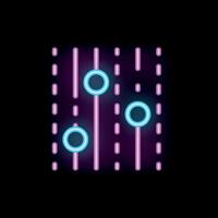 Neon icon of audio mixing console representing sound engineering vector