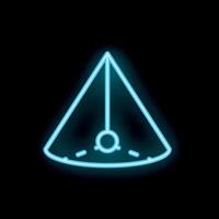Glowing blue neon sign of a triangle hanging from a ceiling vector