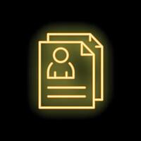 Neon icon of resumes representing job applications and recruitment vector