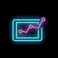 Neon sign showing a growing line chart on a tablet vector