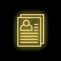 Neon icon of curriculum vitae document for job application vector