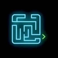 Neon labyrinth glowing with blue light showing path to success vector