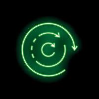 Neon green circular flowchart with arrows representing continuous process vector