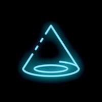 Neon blue cone glowing on black background vector