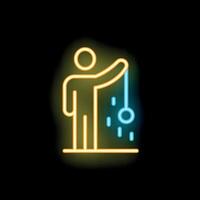 Neon sign of a street performer juggling using a yo yo vector