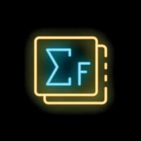 Neon summation symbol is glowing on a black background vector