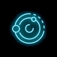Neon solar system icon on black background representing astronomy vector