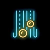 Neon physics experiment icon showing gravity pulling balls downwards vector