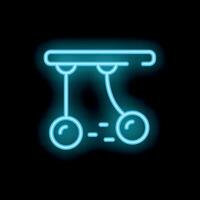 Neon sign representing newton's cradle physics experiment vector
