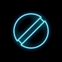 Blue neon sign showing pill icon on black background vector