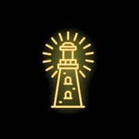 Neon lighthouse shining brightly in the dark vector