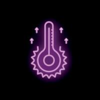 Neon thermometer showing rising temperature on black background vector