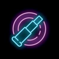 Neon sign depicting handheld telescope for finding viewing objects vector