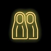 Glowing neon icon of diving flippers on black background vector