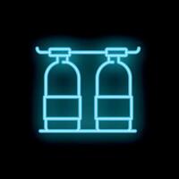 Neon icon of two oxygen tanks hanging on wall vector