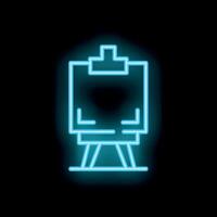 Neon icon of an easel glowing on black background vector