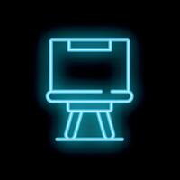 Neon sign of an empty whiteboard on black background vector