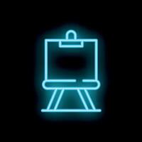 Blue neon sign of an easel for painting displayed on a black background vector