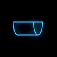 Blue neon sign showing a bowl on black background vector